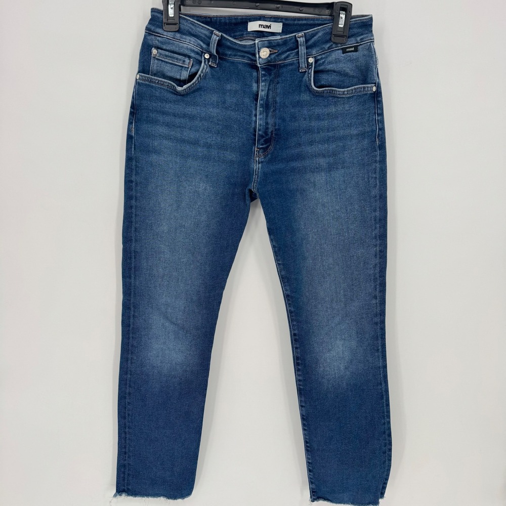 Mavi Jeans Viola Womens Blue Denim Cropped Raw Hem Slim Fit Pants Size 28